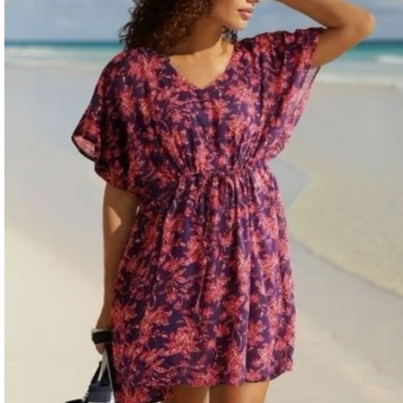 NWT Lands End Floral Print Cover Up Dress XL/XXL - Picture 1 of 11